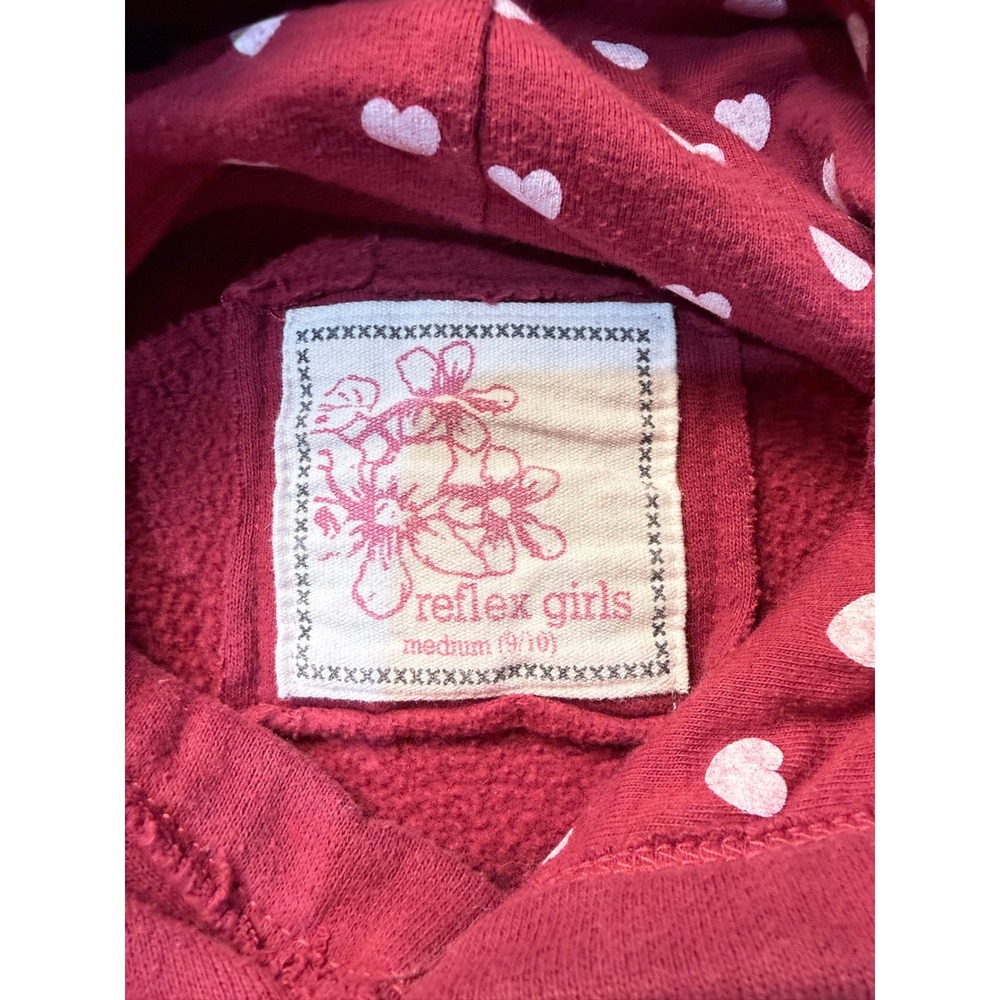 Reflex Girls California Republic Hoodie Pink Heart Lined Sweatshirt Size M 9/10 - Picture 2 of 4